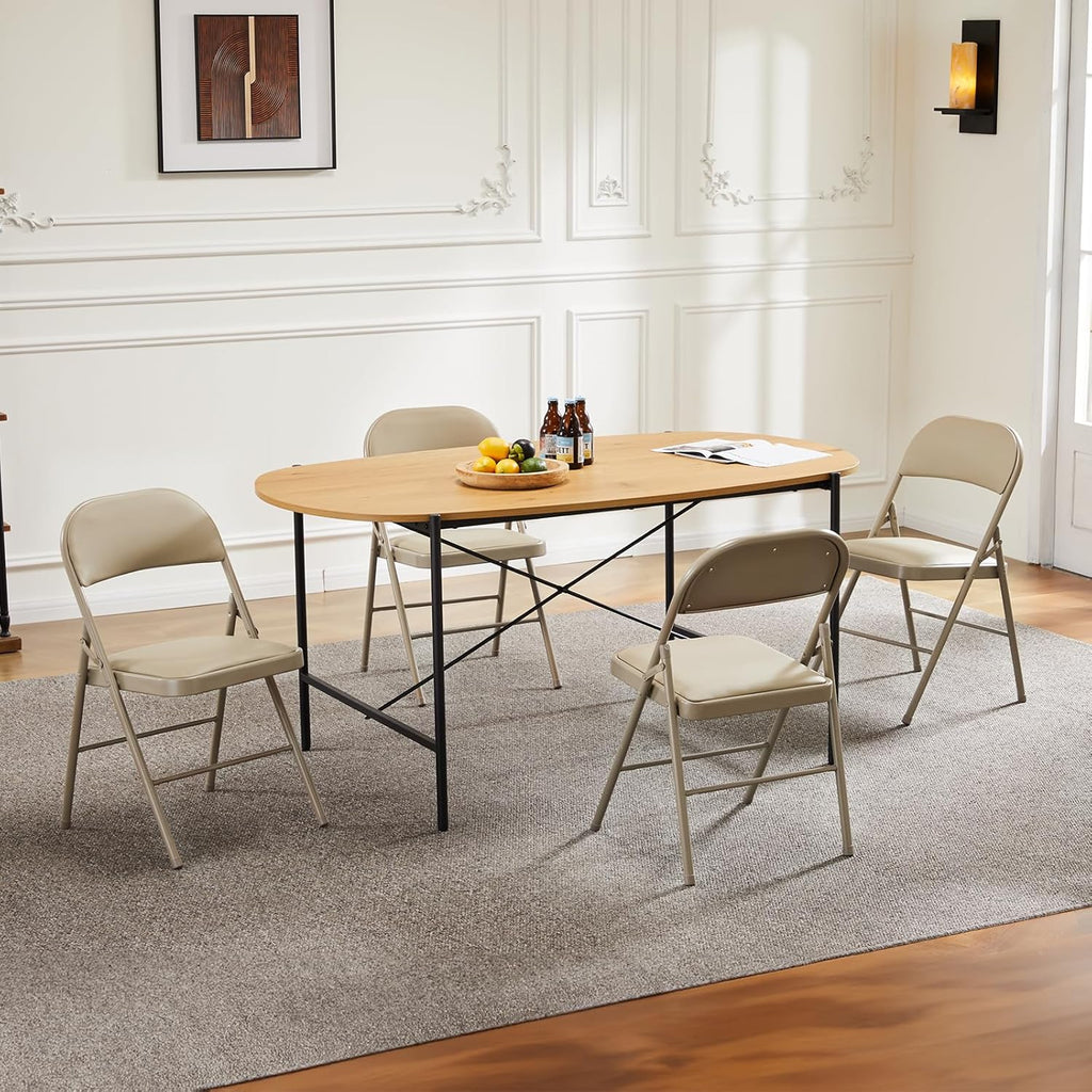 DUMOS Lot de 2 chaises pliantes rembourrées en cuir, siège commercial empilable portable pour intérieur et extérieur