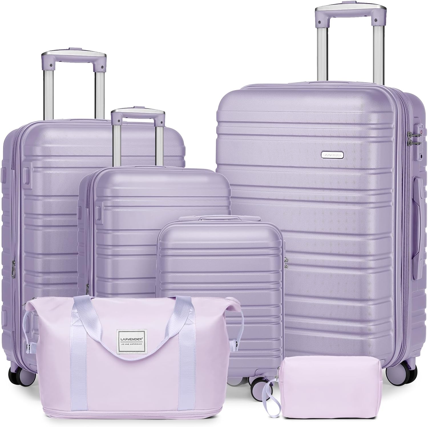 Ensemble de bagages 6 pièces, ensemble de valises rigides extensibles avec roulettes pivotantes, ensemble de bagages à roulettes légers
