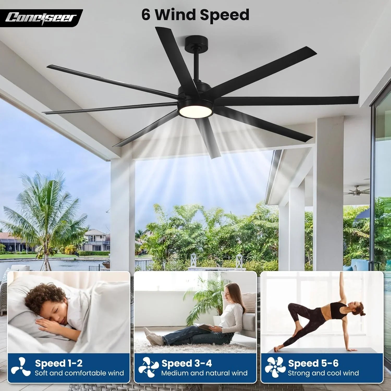 Ventilateur de plafond moderne 72 pouces chambre salon bibliothèque café extérieur/industriel