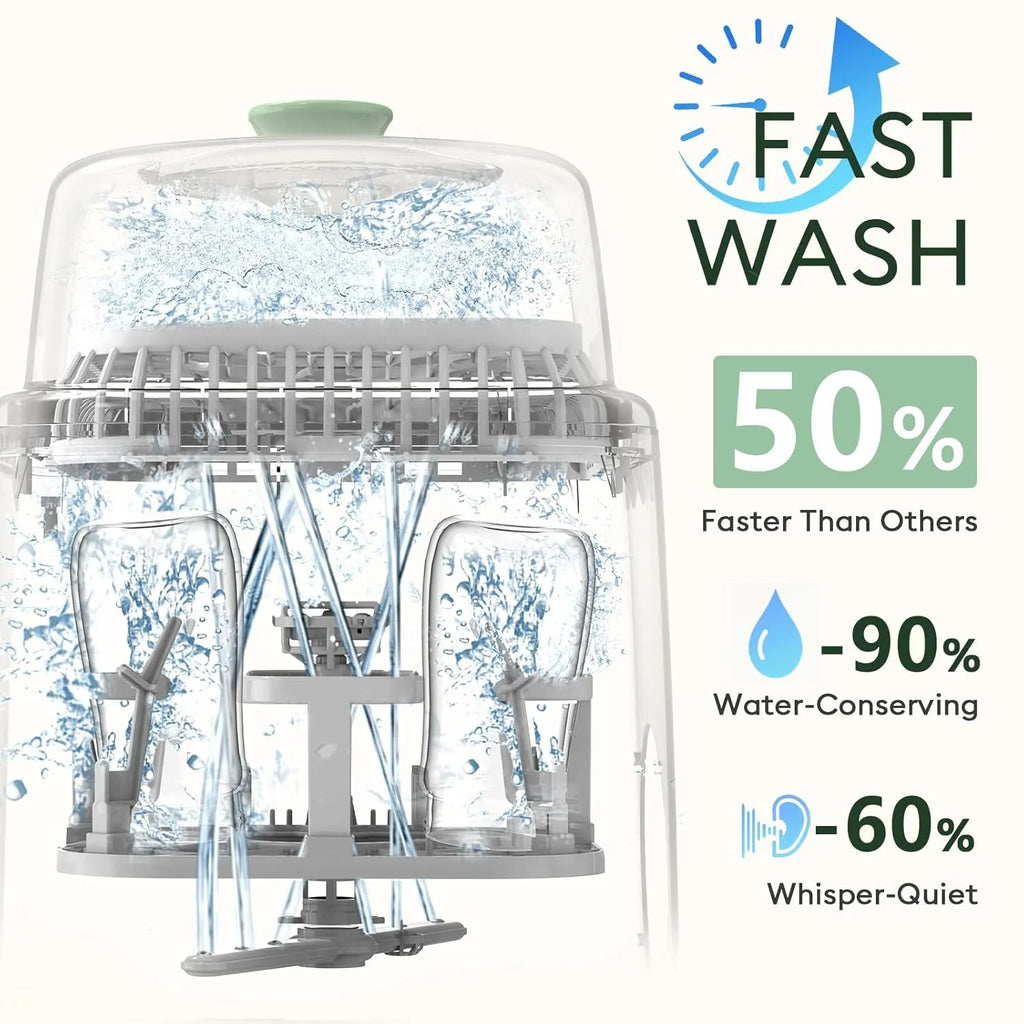 Lave-biberons - Lavage rapide en 19 minutes, stérilisateur et sèche-biberons, nettoyant tout-en-un, biberons, tire-lait et articles essentiels pour bébé