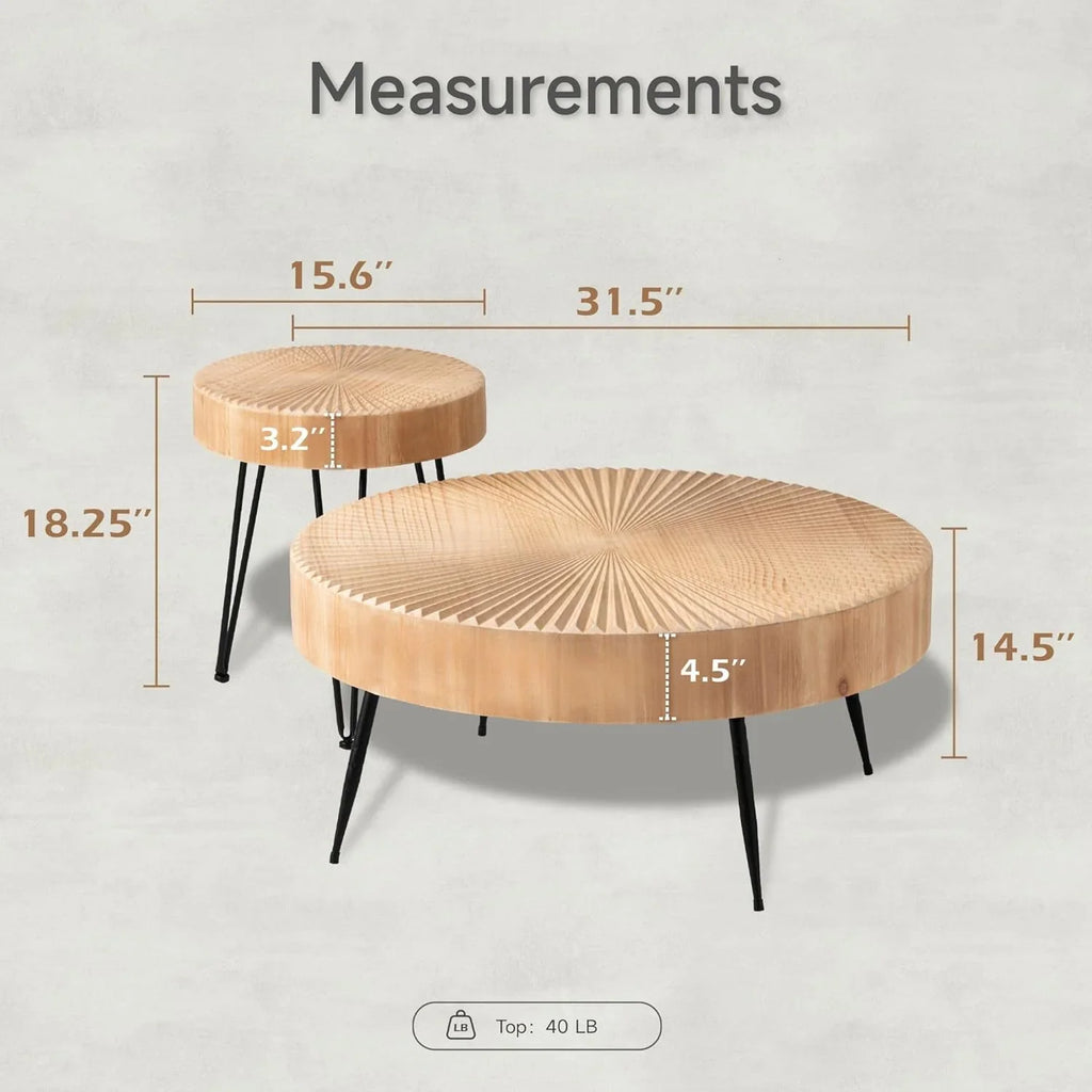 Ensemble de deux tables basses de salon de style ferme moderne