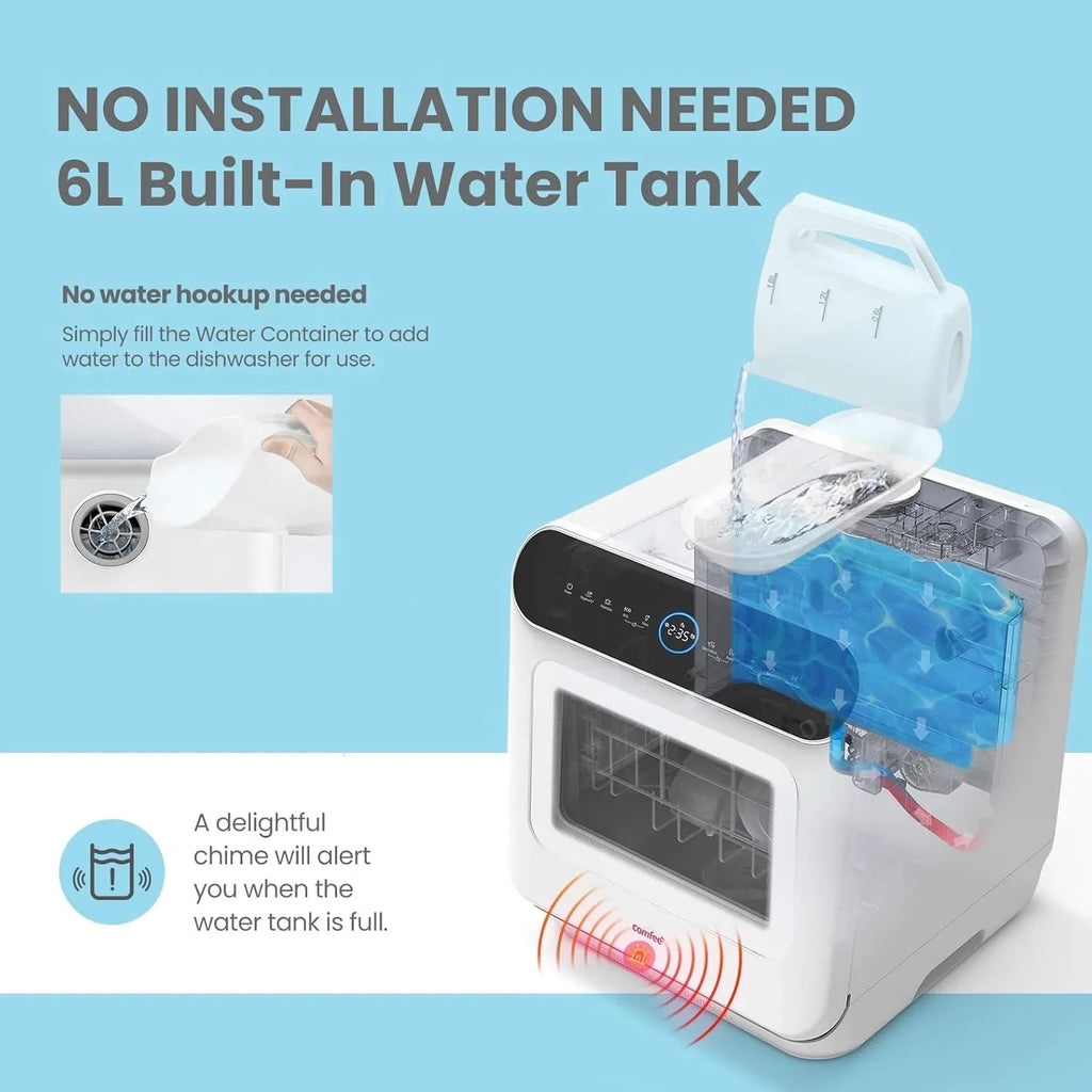 Lave-vaisselle portable de comptoir COMFEE avec réservoir d'eau intégré de 5 L