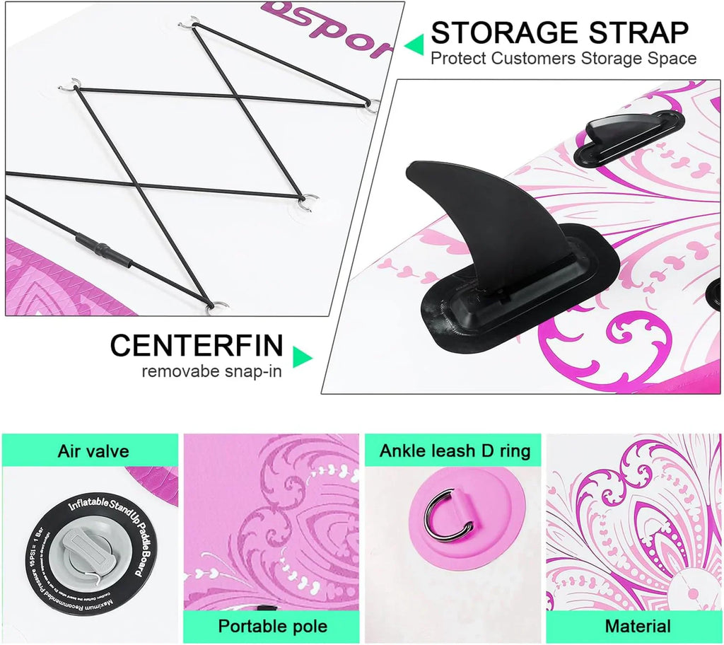 Planche de stand up paddle FBSPORT Premium 11', planche de yoga, contrôle du surf, pont antidérapant, attache, pagaie et pompe