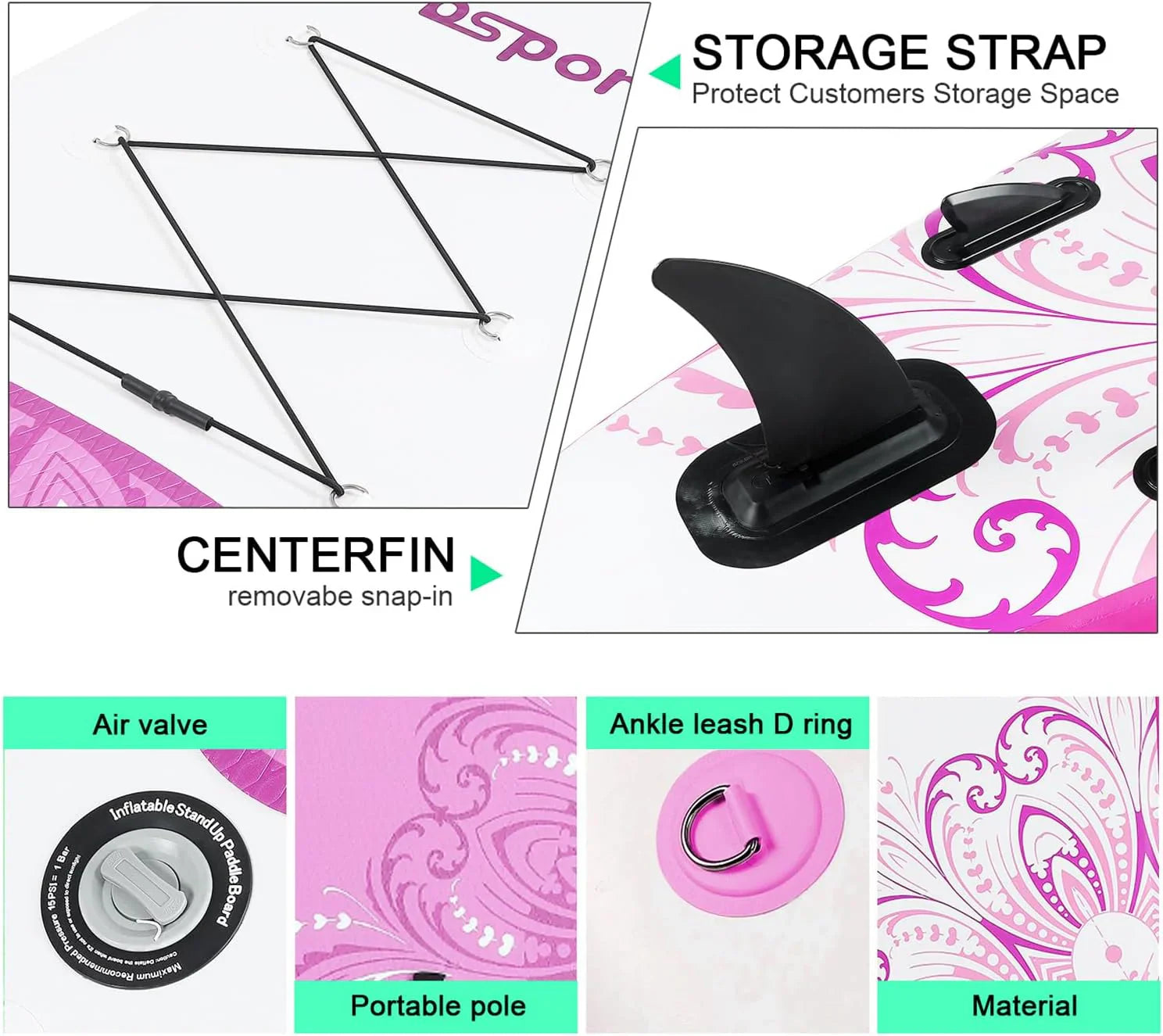 Planche de stand up paddle FBSPORT Premium 11', planche de yoga, contrôle du surf, pont antidérapant, attache, pagaie et pompe