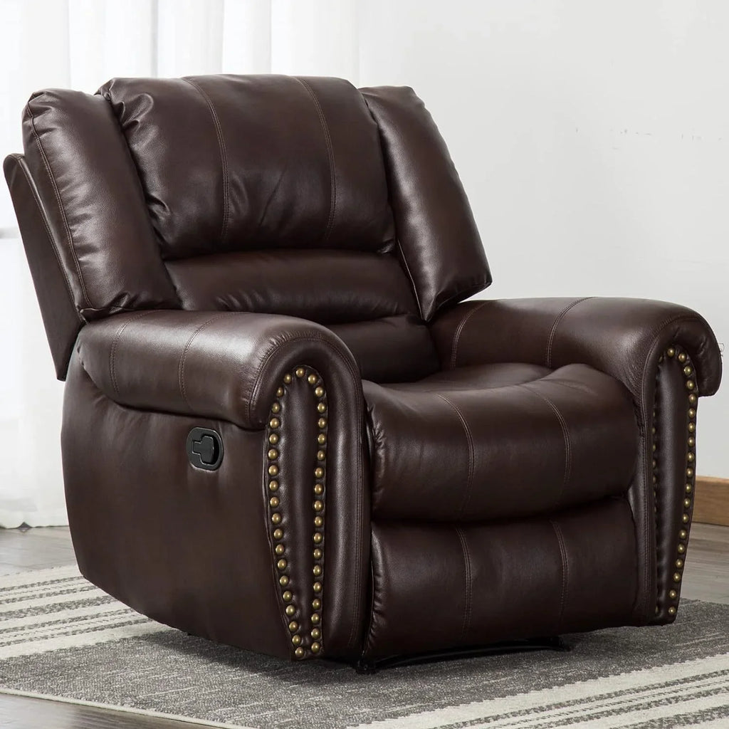 Fauteuil inclinable en cuir, fauteuil inclinable manuel traditionnel classique, canapé simple pour le salon