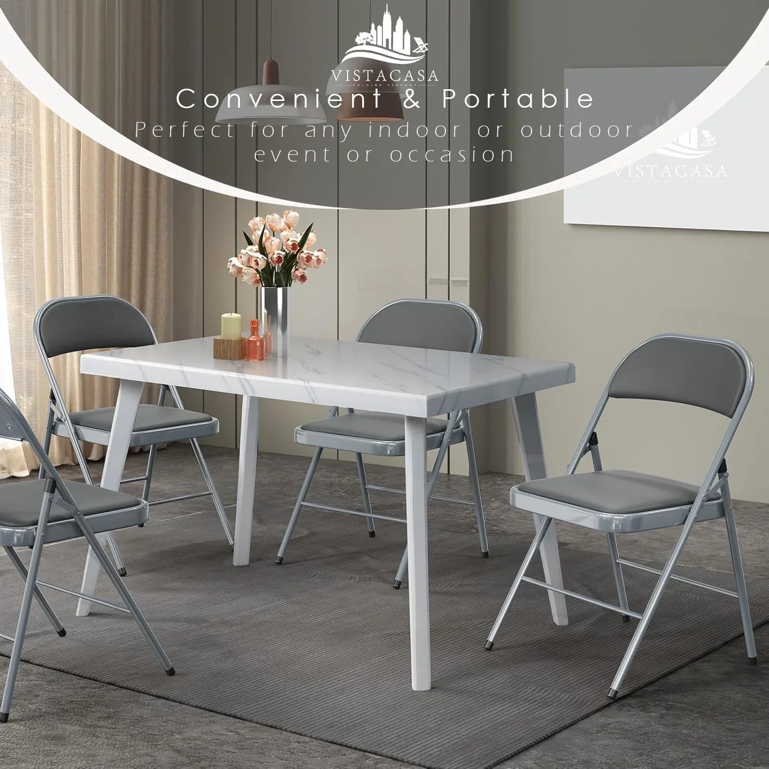 Lot de 6 chaises pliantes noires avec chaises en cuir pour événements intérieurs et extérieurs, chaises rembourrées pour bureau, mariage, fête