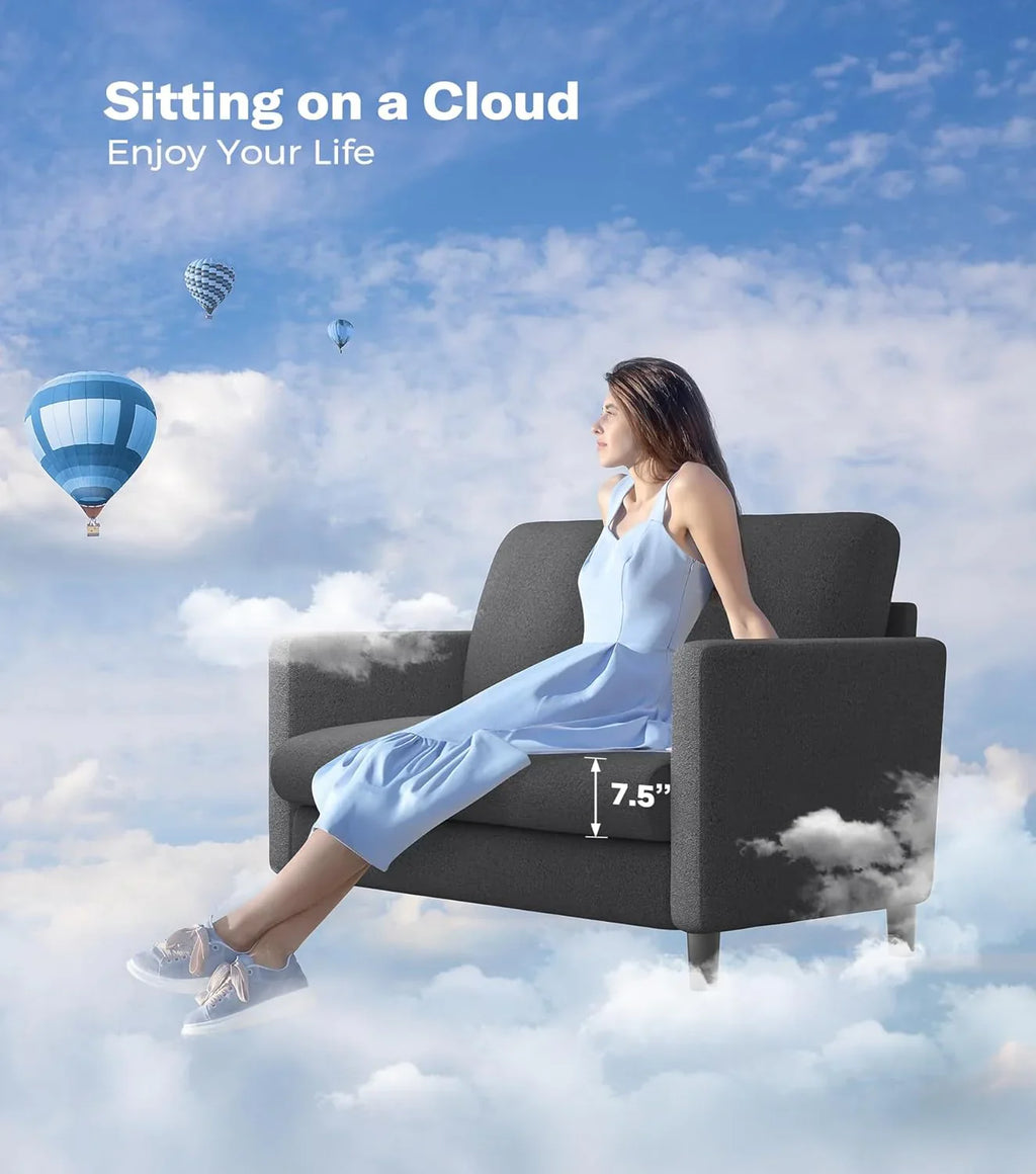 Causeuse de 51 pouces, causeuse confortable en velours côtelé