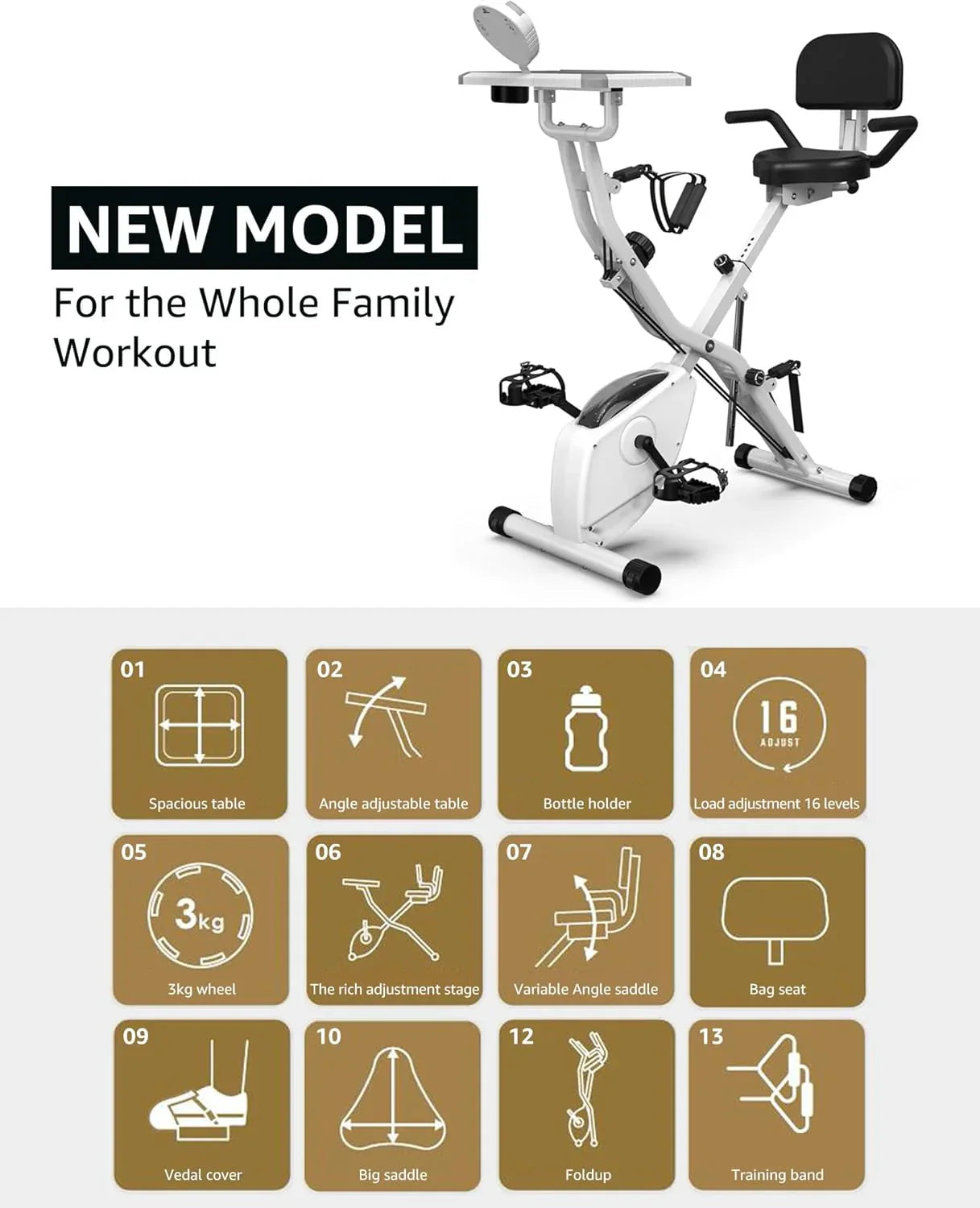 Vélo d'appartement pliable 5 en 1 pour usage domestique, vélo d'appartement d'intérieur