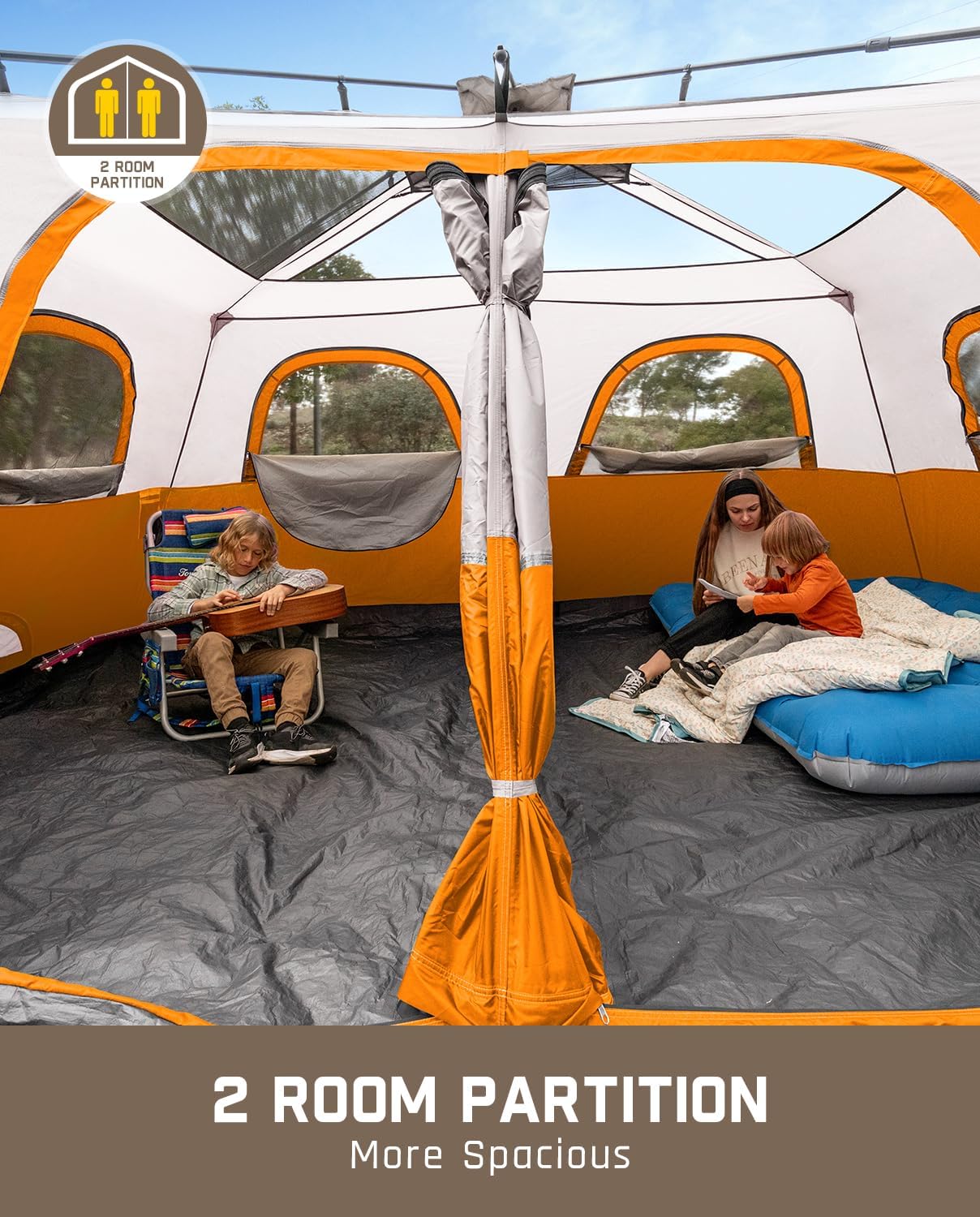 Tente de camping portable pour 4/6/8/10 personnes avec cabine instantanée et résistante à la pluie et au vent
