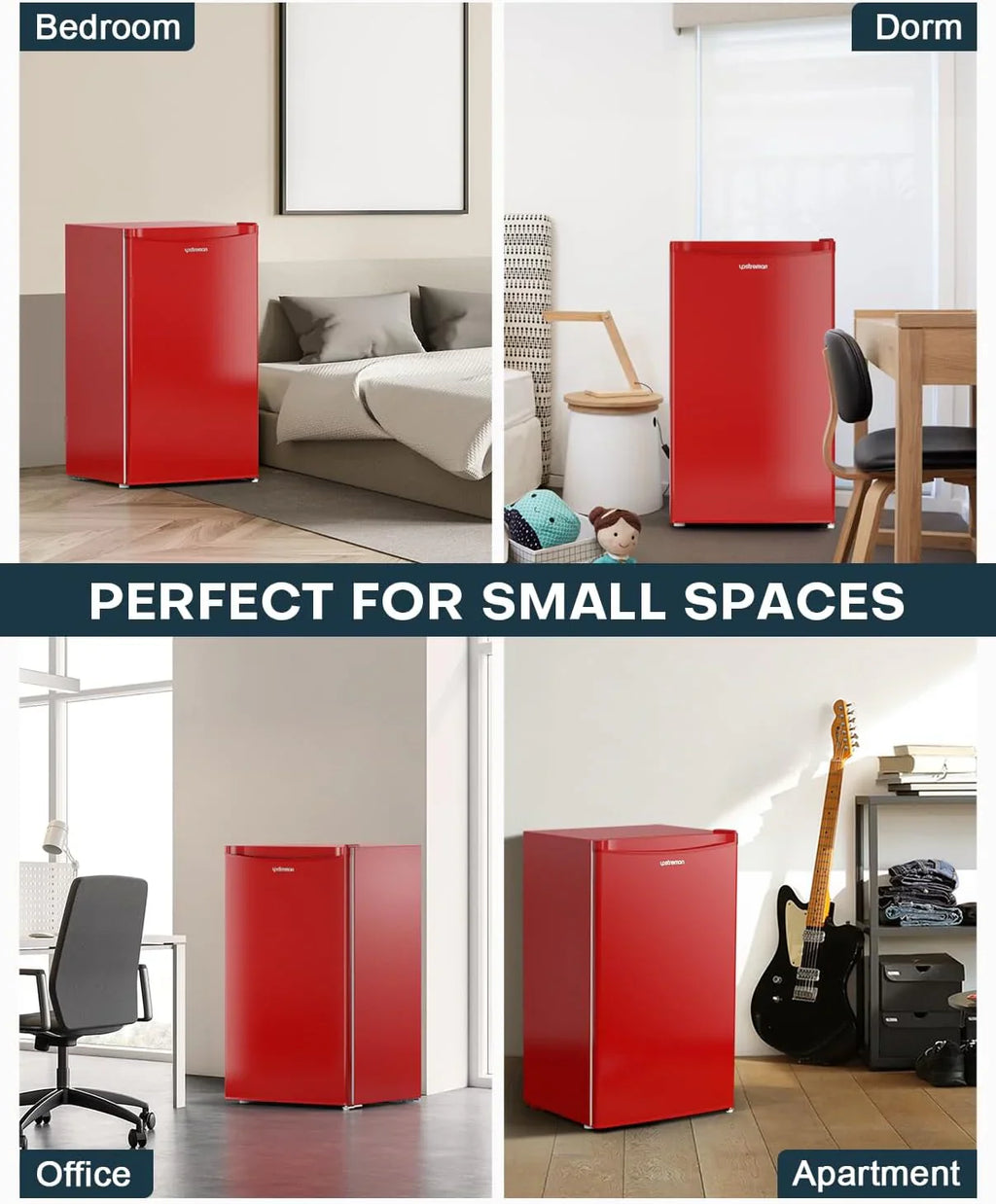 Mini-réfrigérateur Upstreman de 3,2 pieds cubes avec congélateur, mini-réfrigérateur à une porte, réfrigérateur de dortoir