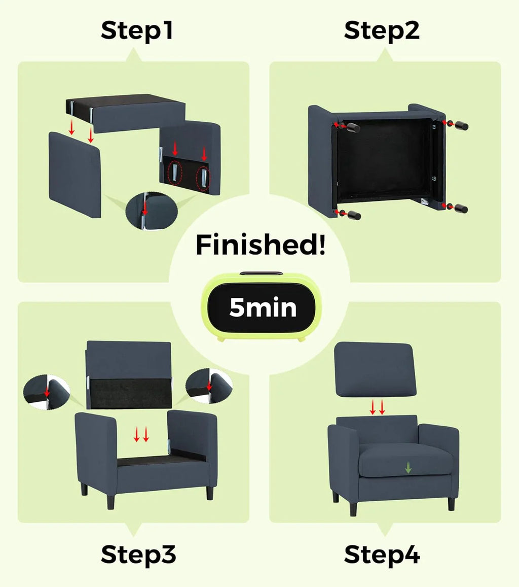 Causeuse de 51 pouces, causeuse confortable en velours côtelé