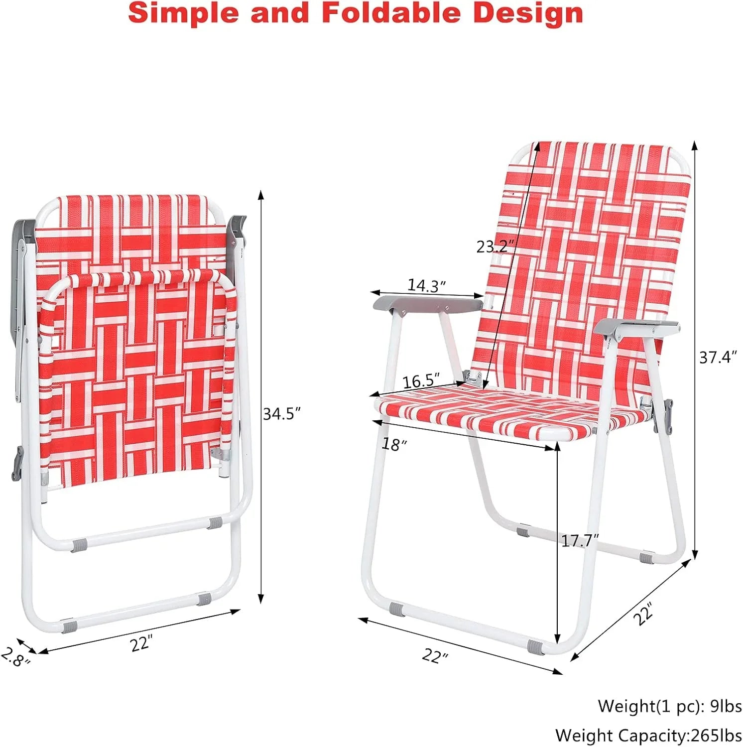 Lot de 2 chaises pliantes en toile pour patio VINGLI, chaise de plage portable pour extérieur, chaise de camping
