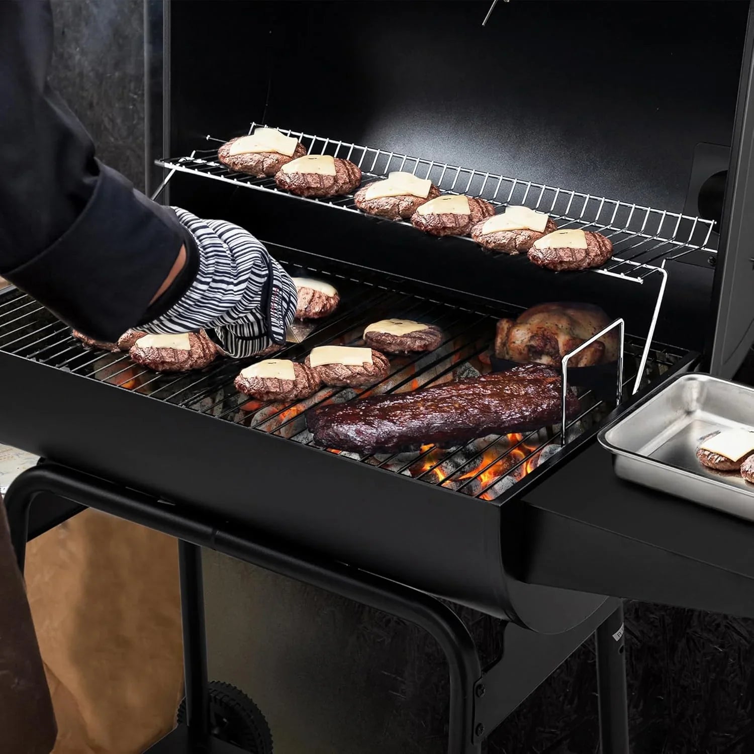 Barbecue au charbon Royal Gourmet CC1830 de 30 pouces avec table d'appoint, barbecue d'extérieur
