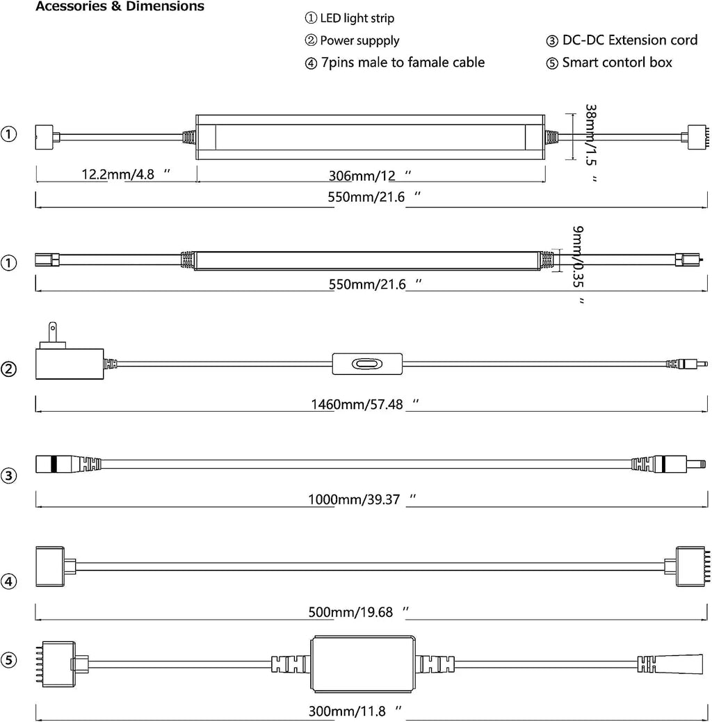 Bande lumineuse intelligente sous meuble, blanche et à intensité variable