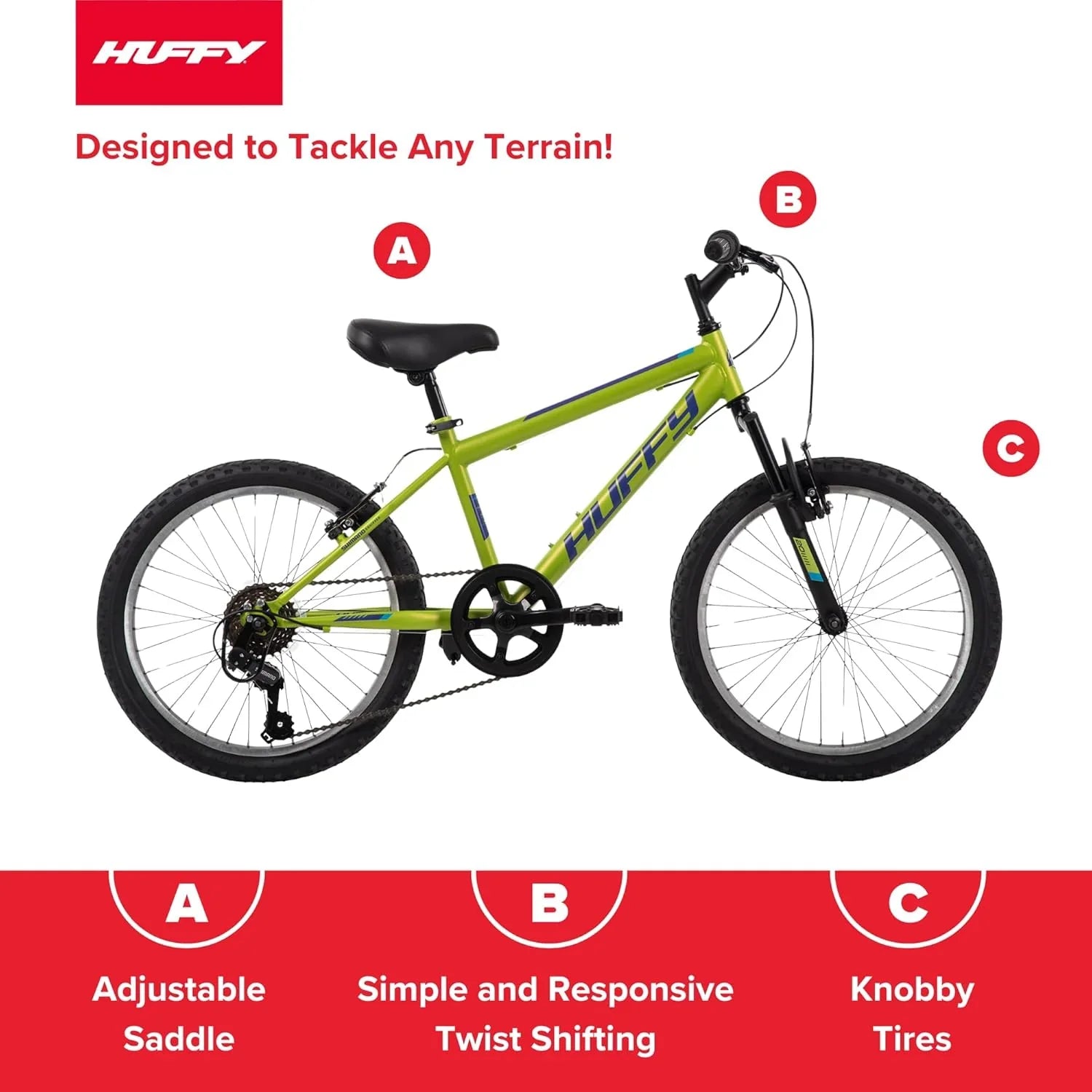VTT semi-rigide Huffy Stone Mountain, pour garçons/filles/hommes/femmes, tailles 20"/24"/26"
