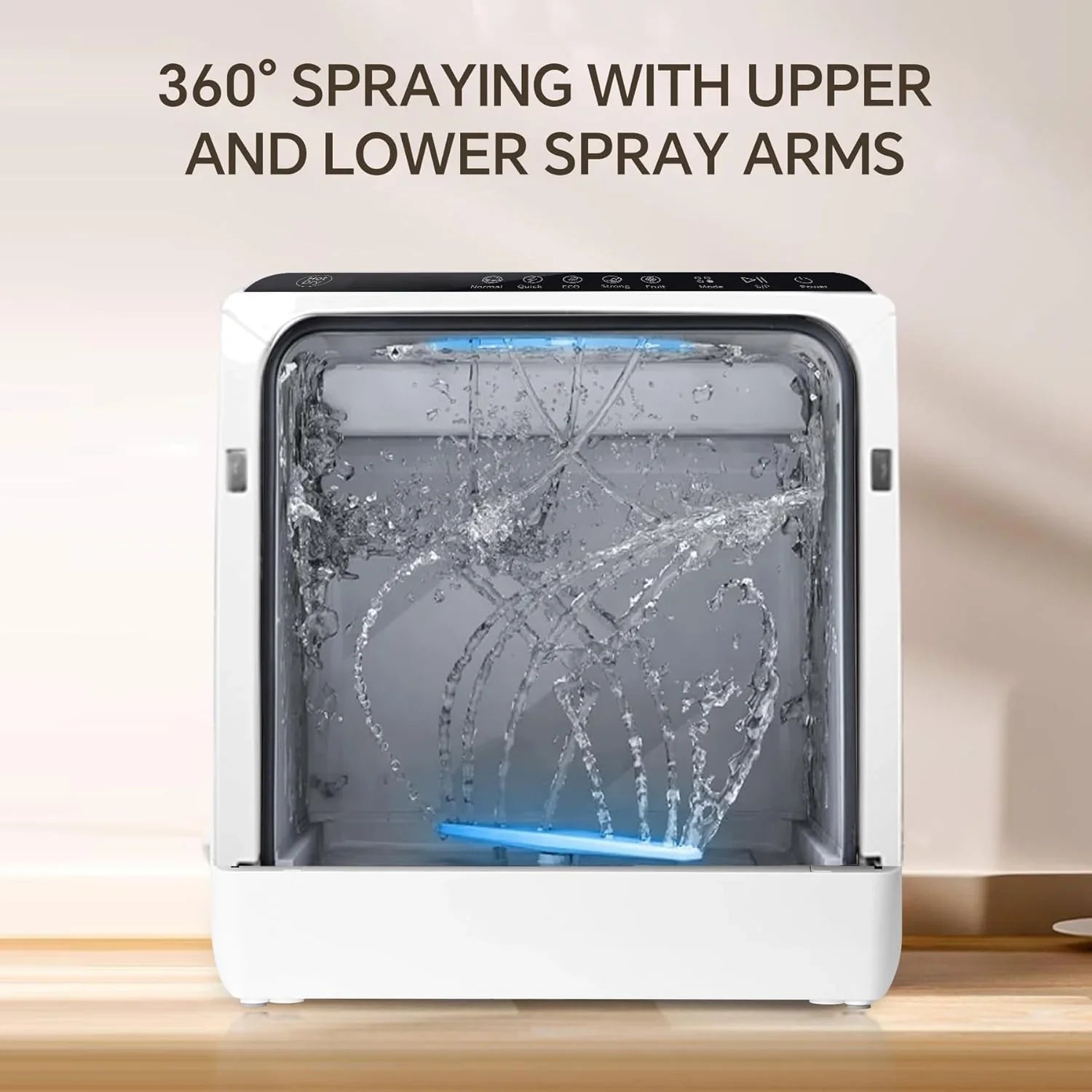 Mini lave-vaisselle de comptoir. Compact avec fonction séchage. Double bras gicleurs. Lave-vaisselle de comptoir portable.