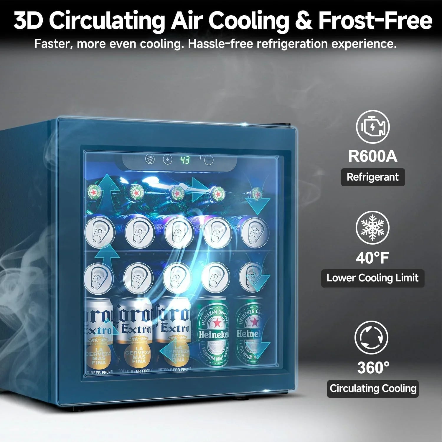 Réfrigérateur à boissons - Mini-réfrigérateur 126 canettes avec porte vitrée pour bureau, chambre, bar, maison