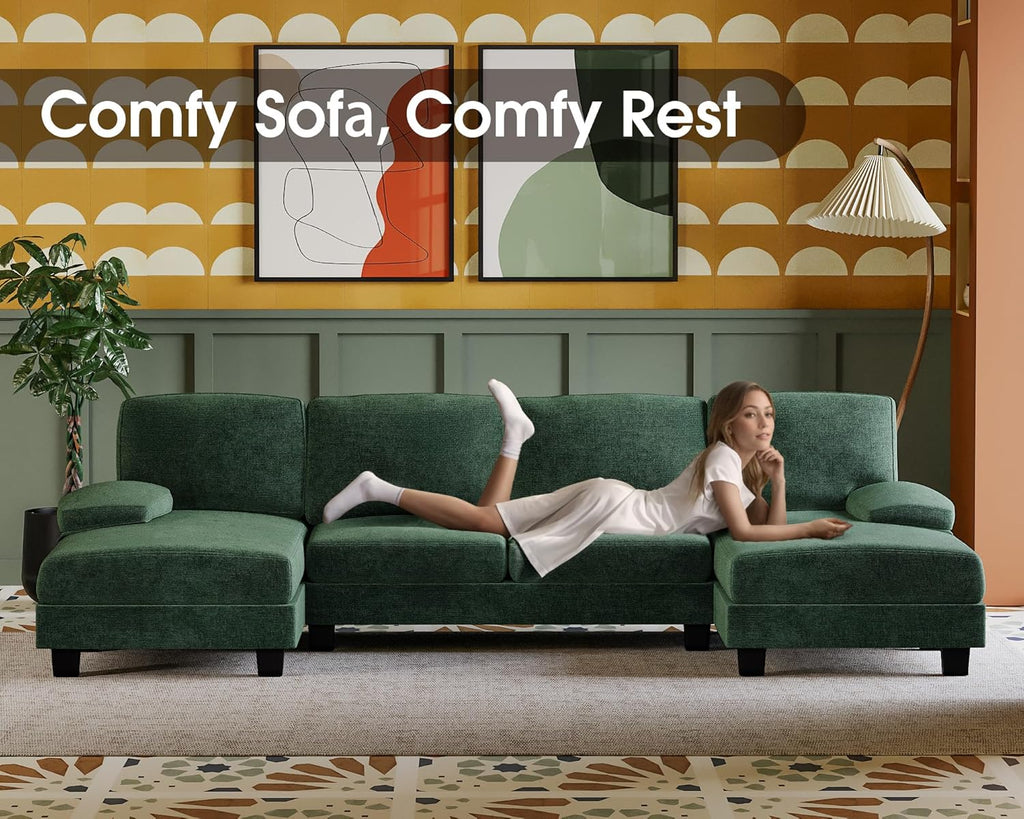 Canapé sectionnel de salon Furmax, canapé en U en lin