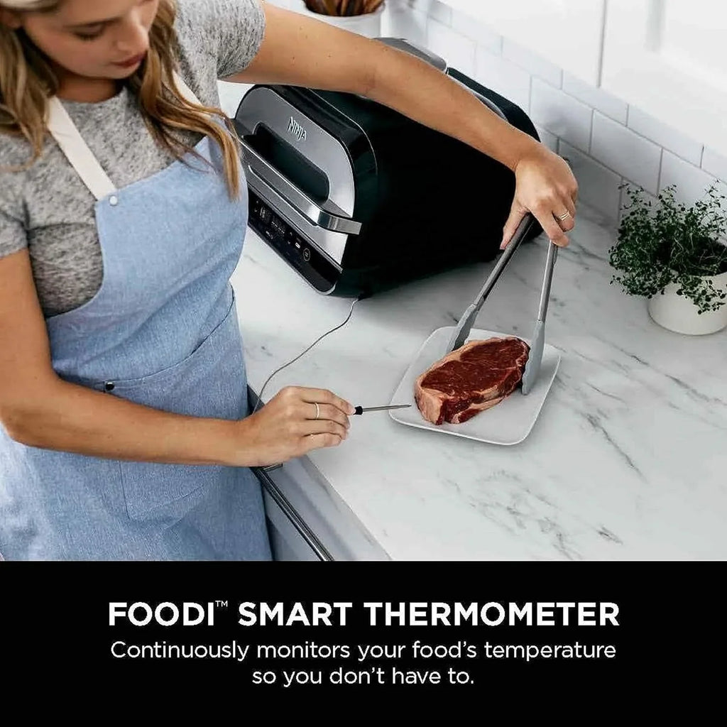 Gril d'intérieur Ninja Foodi Smart XL 6 en 1 avec friture à air, cuisson au four, rôtissage, grillage et déshydratation, thermomètre intelligent