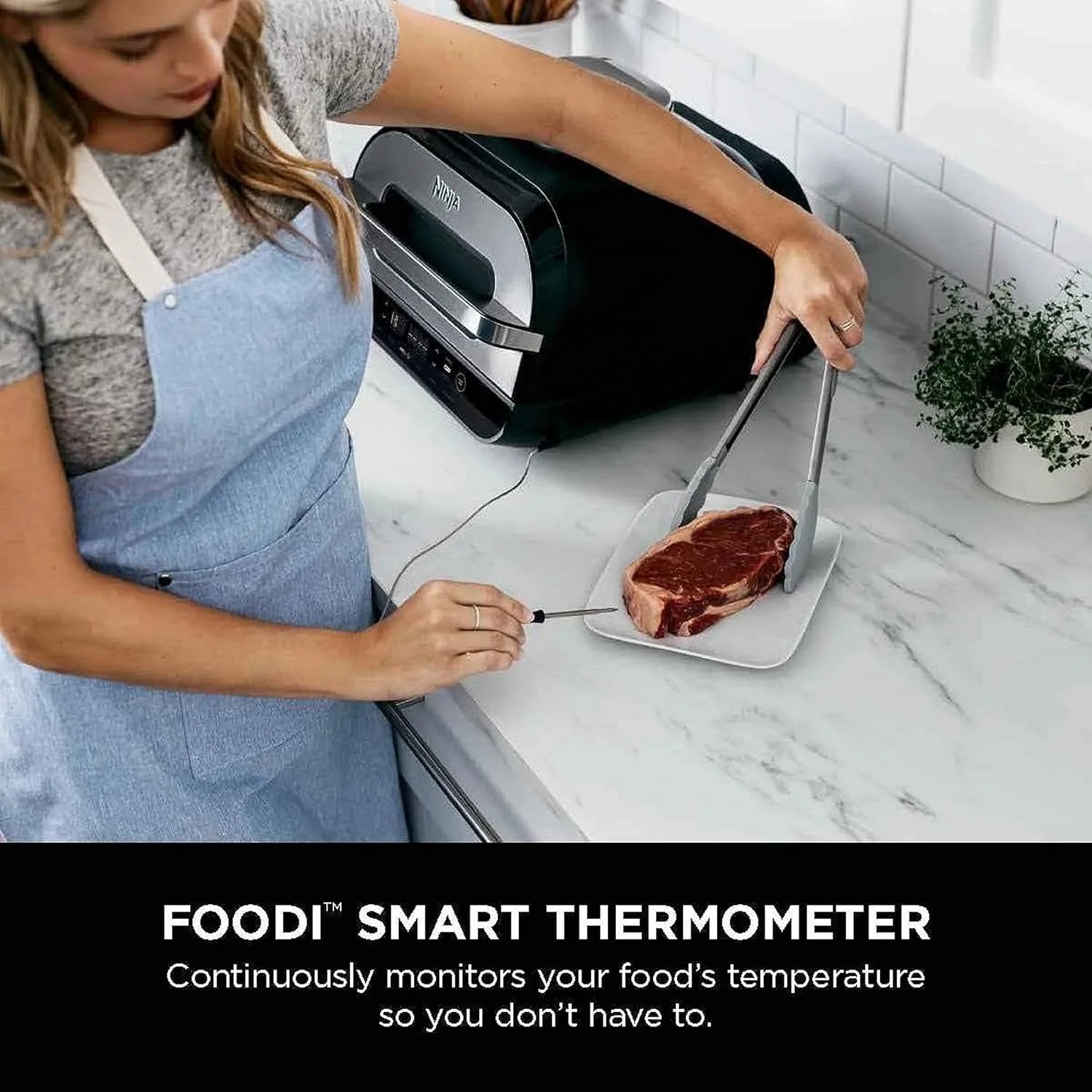 Gril d'intérieur Ninja Foodi Smart XL 6 en 1 avec friture à air, cuisson au four, rôtissage, grillage et déshydratation, thermomètre intelligent