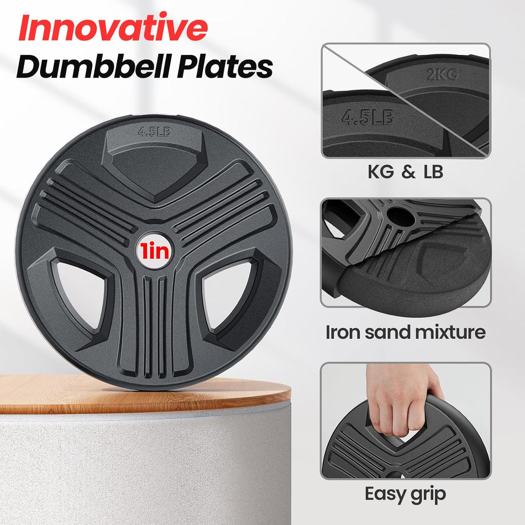 Kit d'haltères réglables avec écrous améliorés Barre, support de pompes, support de pompes