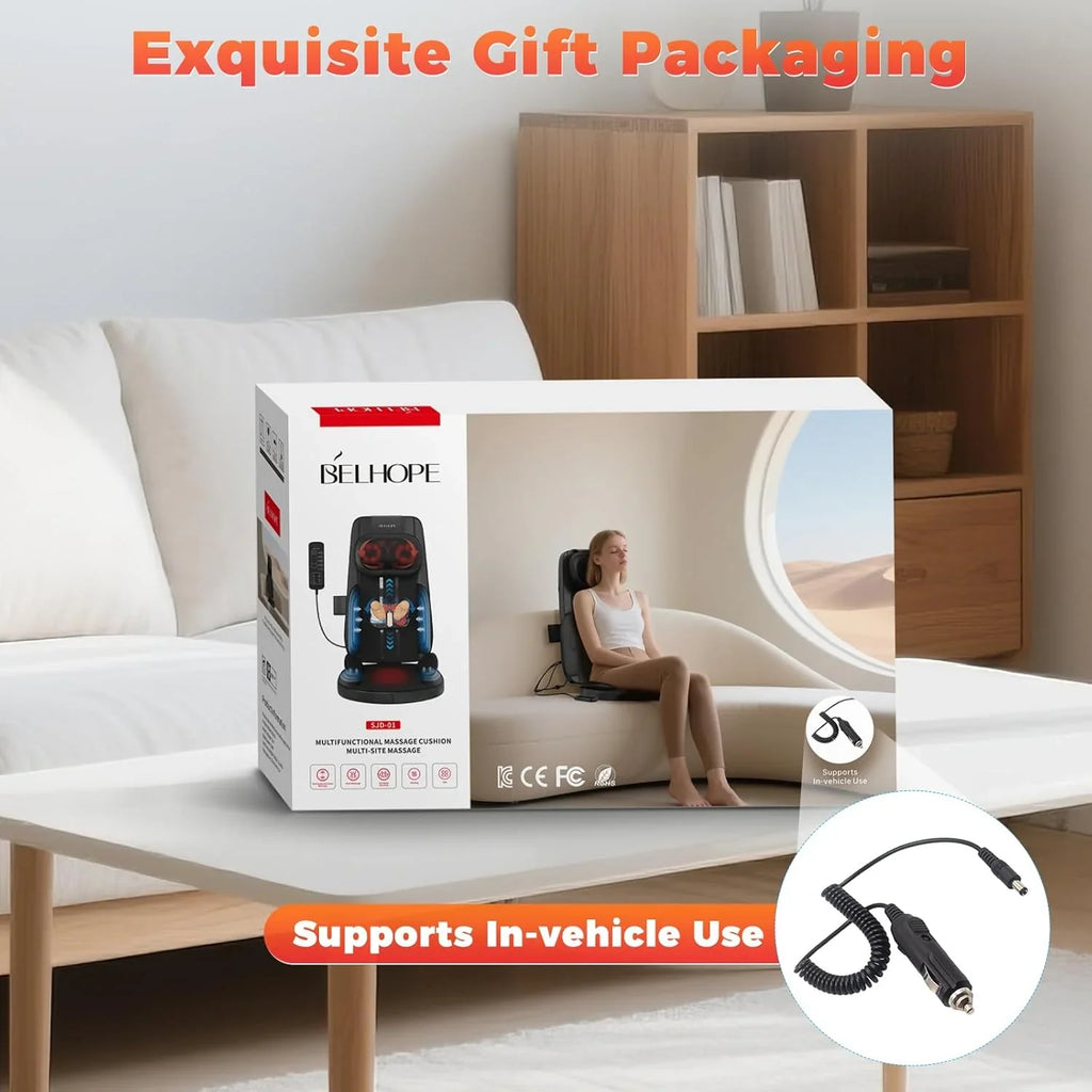 Masseur de dos 4D à pétrissage confortable, masseur de dos Shiatsu pour la maison et le bureau, cadeau de Noël pour hommes et femmes.