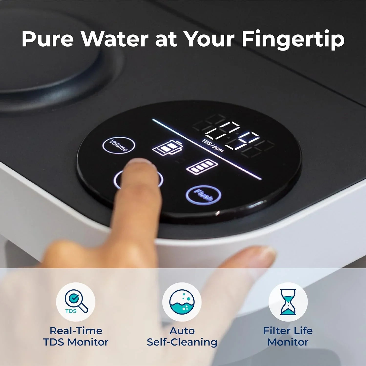 Système d'osmose inverse Bluevua RO100ROPOT-Lite (UV), purificateur d'eau de comptoir, purification en 7 étapes, avec fonctions UV et de reminéralisation, surveillance du TDS et de la durée de vie du filtre