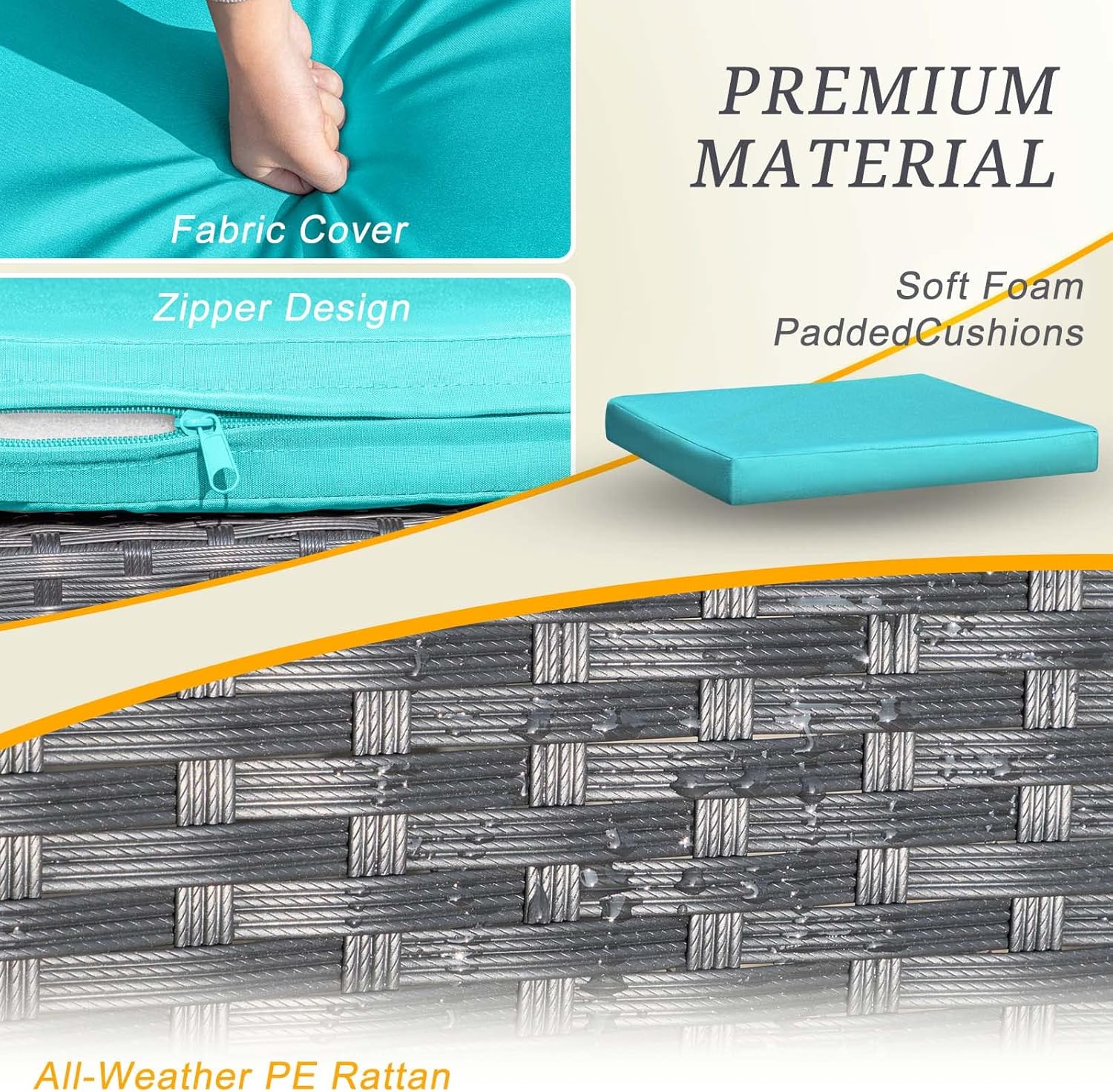 Ensemble de patio Flamaker 3 pièces Ensemble de meubles d'extérieur en osier