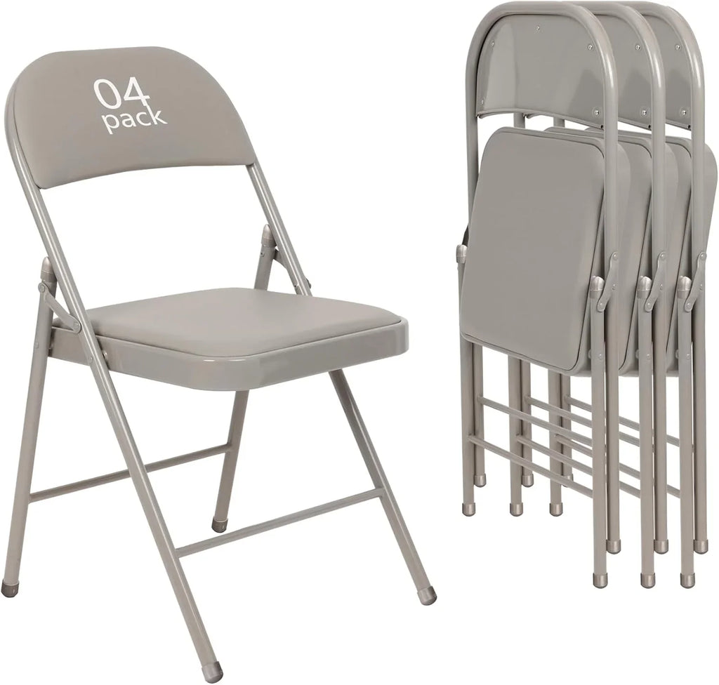 Lot de 6 chaises pliantes noires avec chaises en cuir pour événements intérieurs et extérieurs, chaises rembourrées pour bureau, mariage, fête