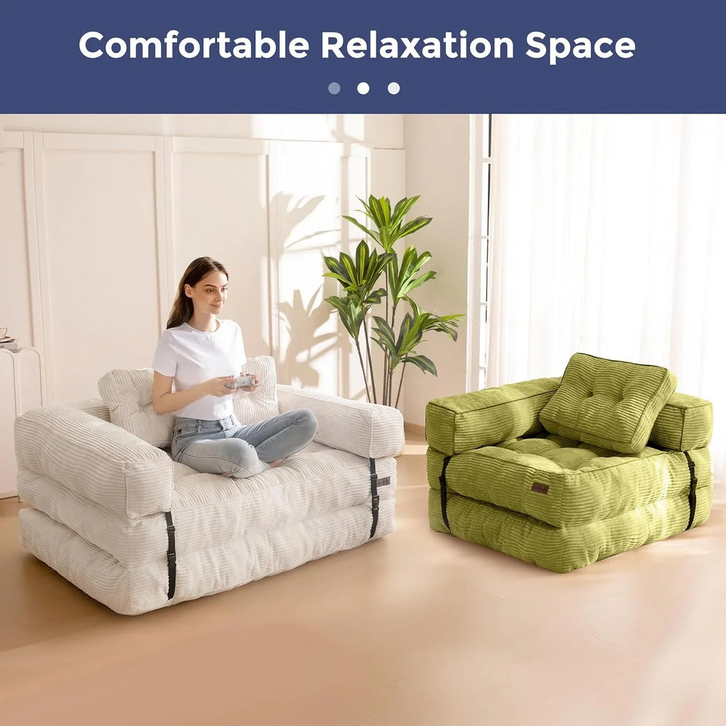 Canapé-lit pliant, canapé-lit convertible en L avec accoudoirs et oreillers