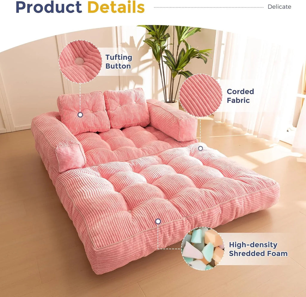 Canapé-lit pliant, canapé-lit convertible en L avec accoudoirs et oreillers