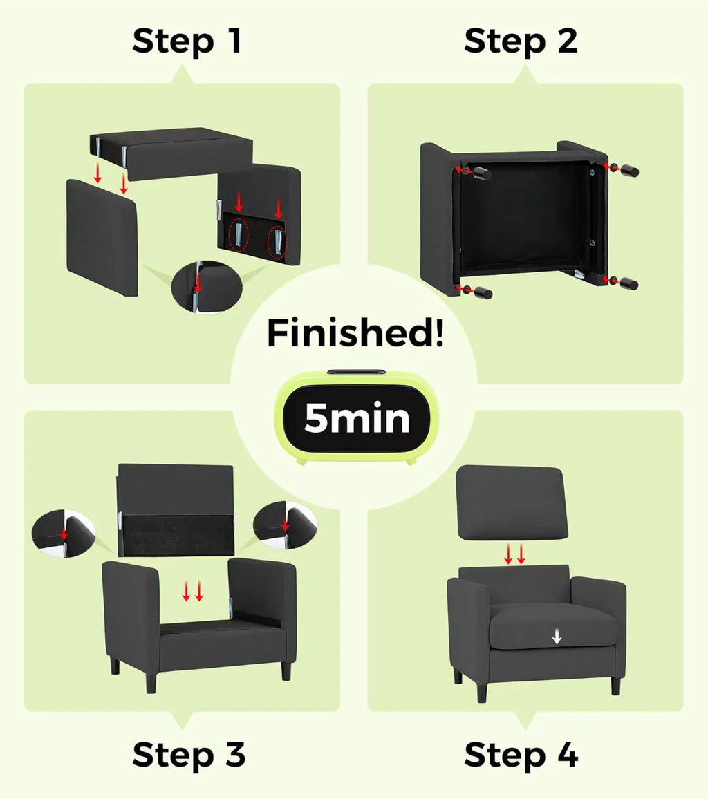 Causeuse de 51 pouces, causeuse confortable en velours côtelé