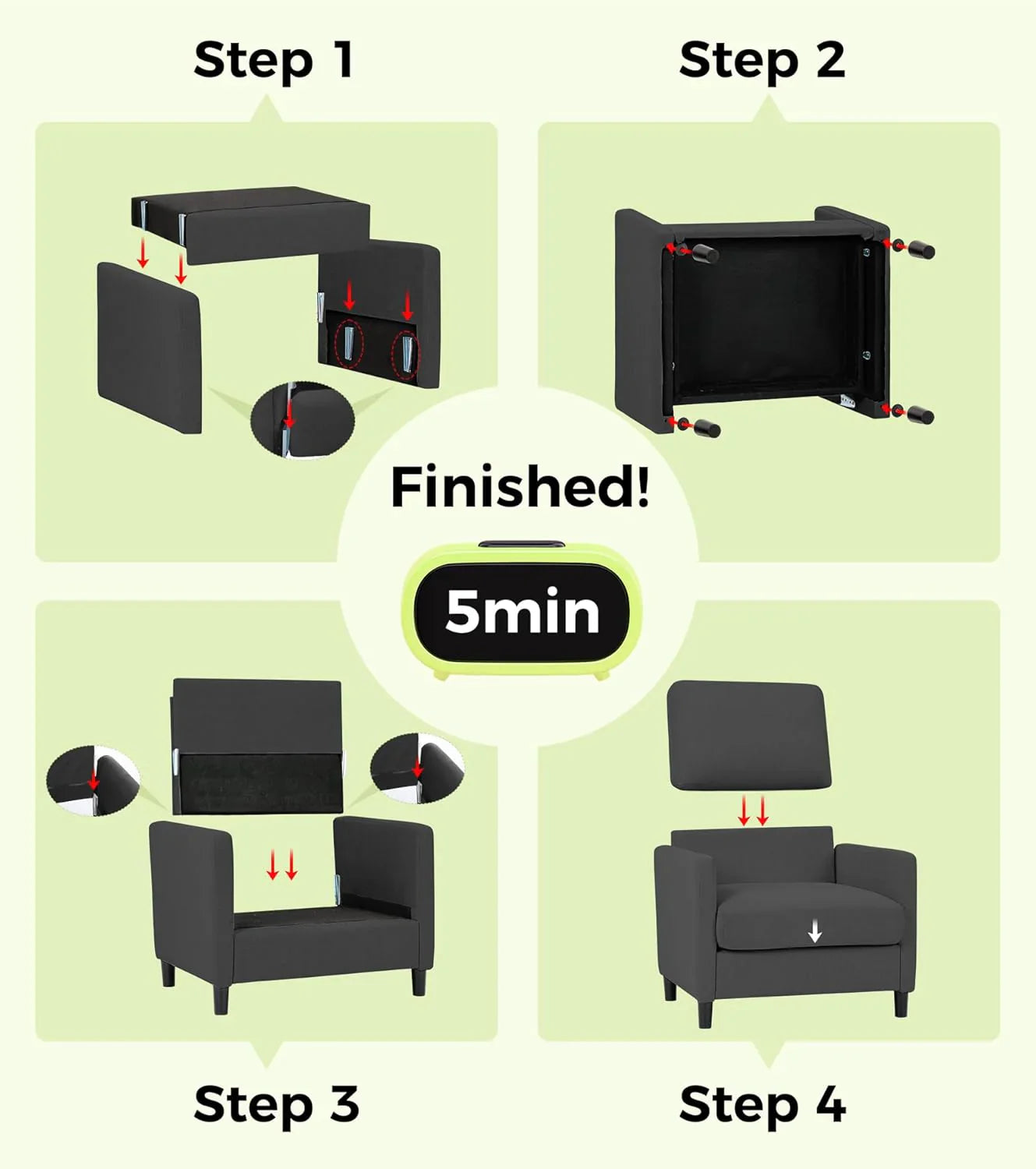 Causeuse de 51 pouces, causeuse confortable en velours côtelé