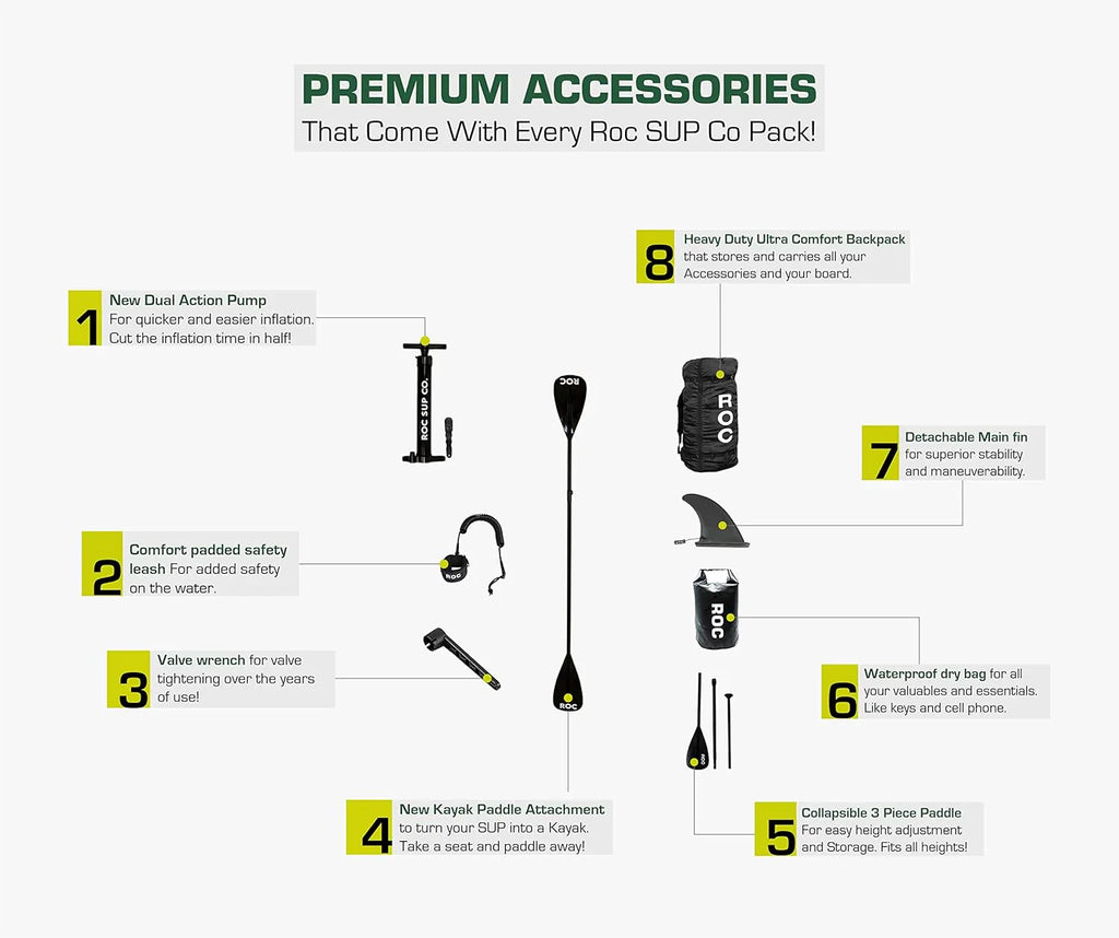 Planche de stand-up paddle gonflable ROC, accessoires de planche SUP paddle de haute qualité