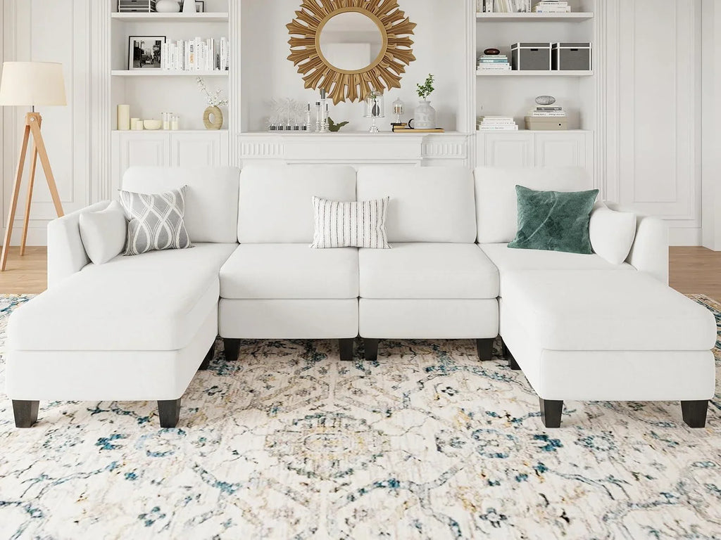 Canapé sectionnel modulable, canapé convertible en U, mousse à mémoire de forme haute densité, canapé sectionnel confortable 6 places