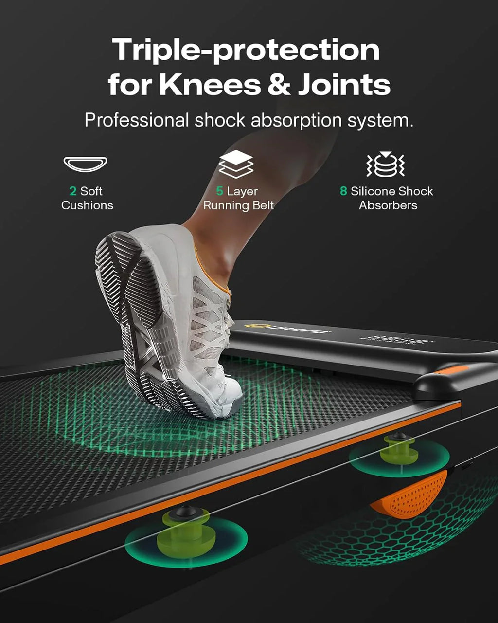 Tapis de course pliable intelligent 2 en 2 Urevo Strol 2E avec double écran LED