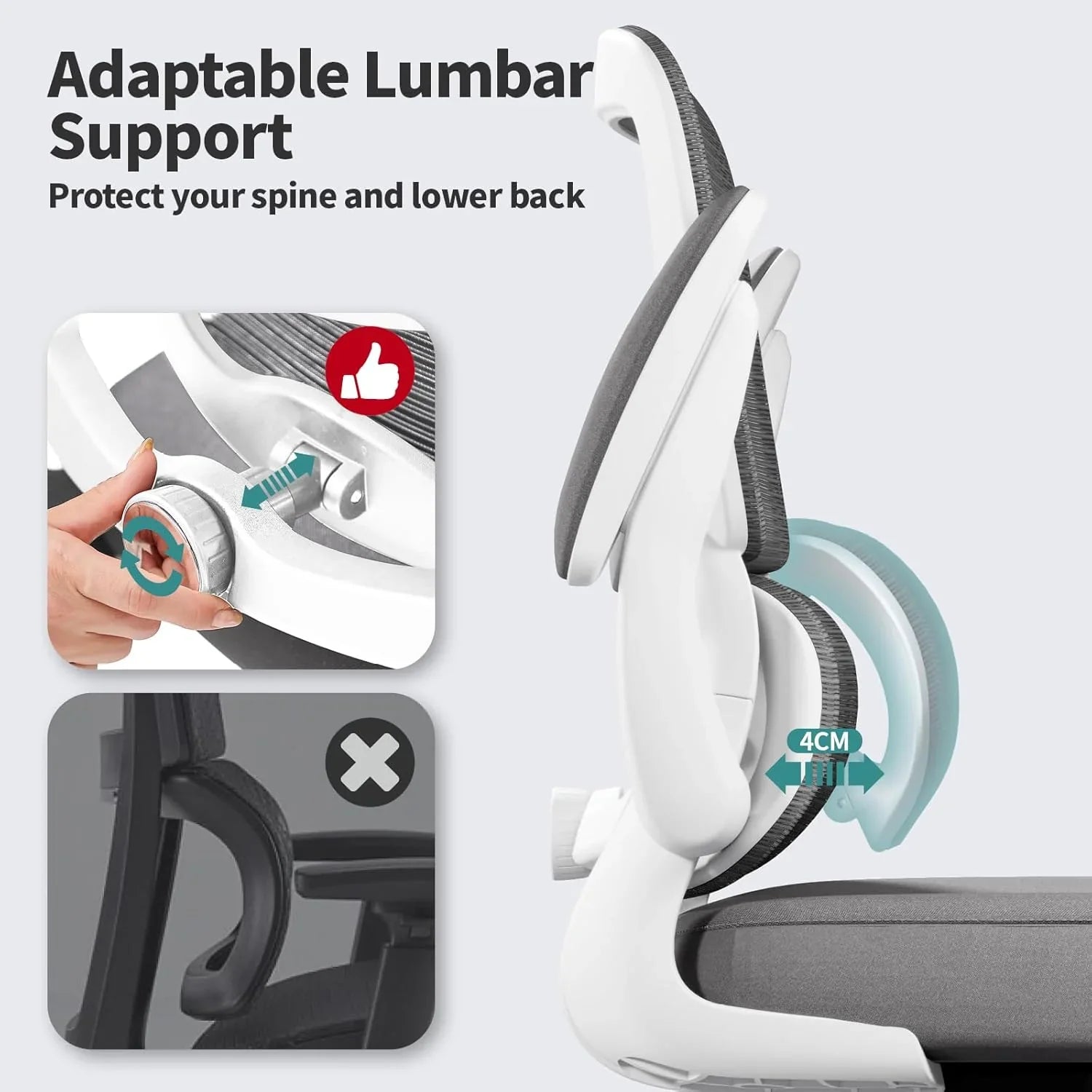 Chaise de bureau ergonomique TRALT, capacité de 150 kg, en maille, avec roulettes