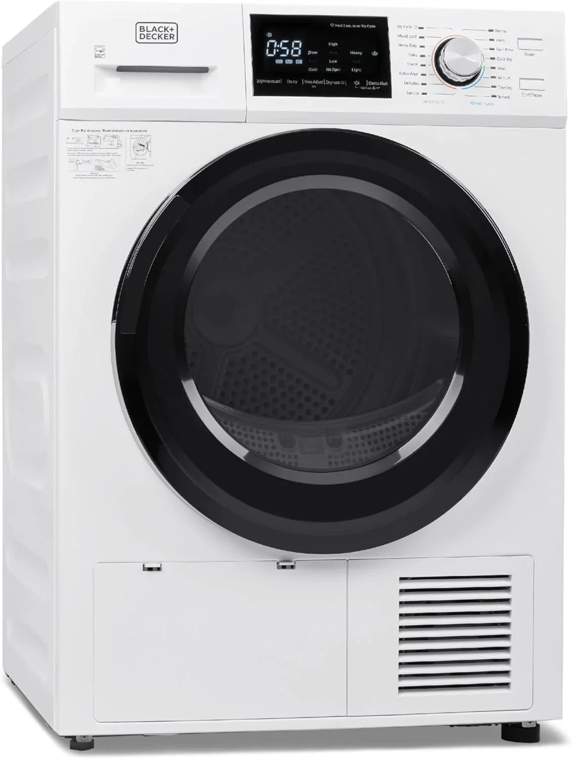 Sèche-linge compact, sèche-linge électrique de 1,5 pi³, 850 W, sèche-linge portatif ventilé de 120 V