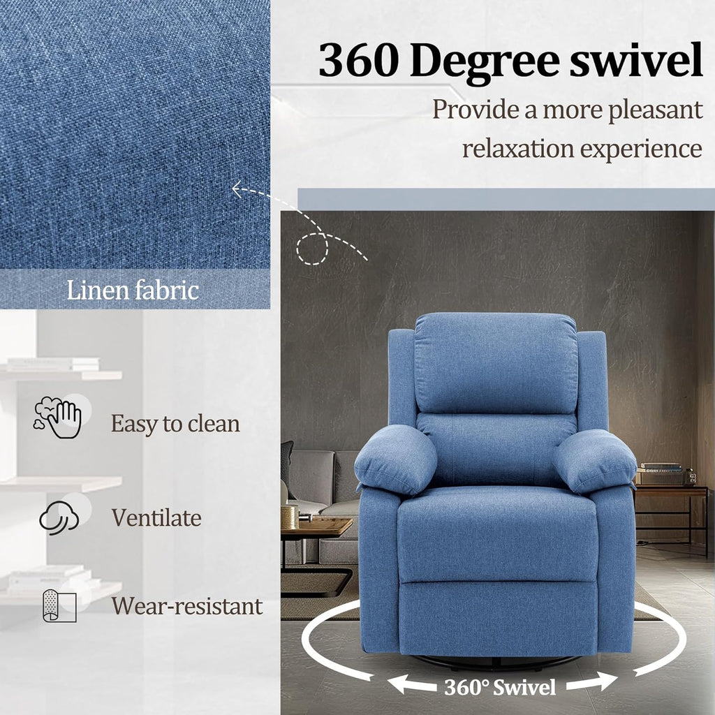 Fauteuil à bascule inclinable pivotant à 360 degrés en tissu coulissant