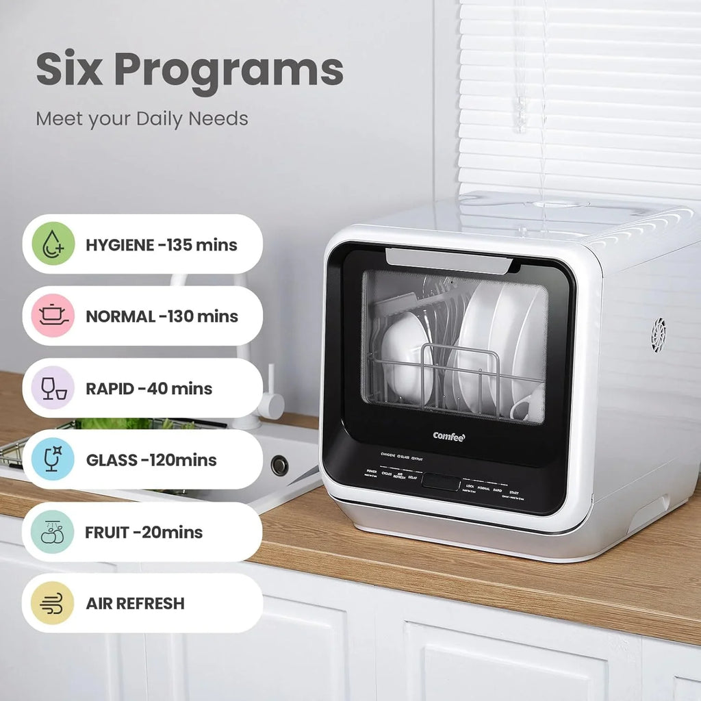 Lave-vaisselle portable de comptoir COMFEE avec réservoir d'eau intégré de 5 L