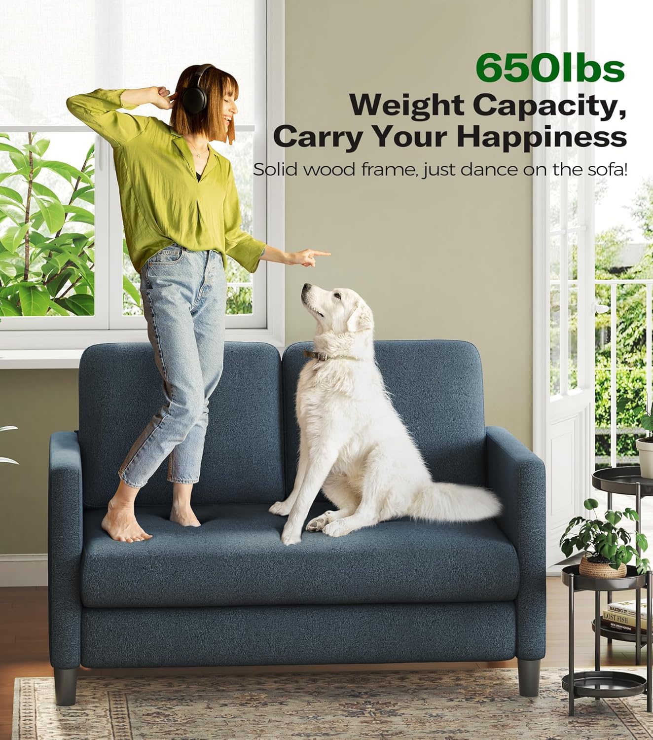 Causeuse de 51 pouces, causeuse confortable en velours côtelé