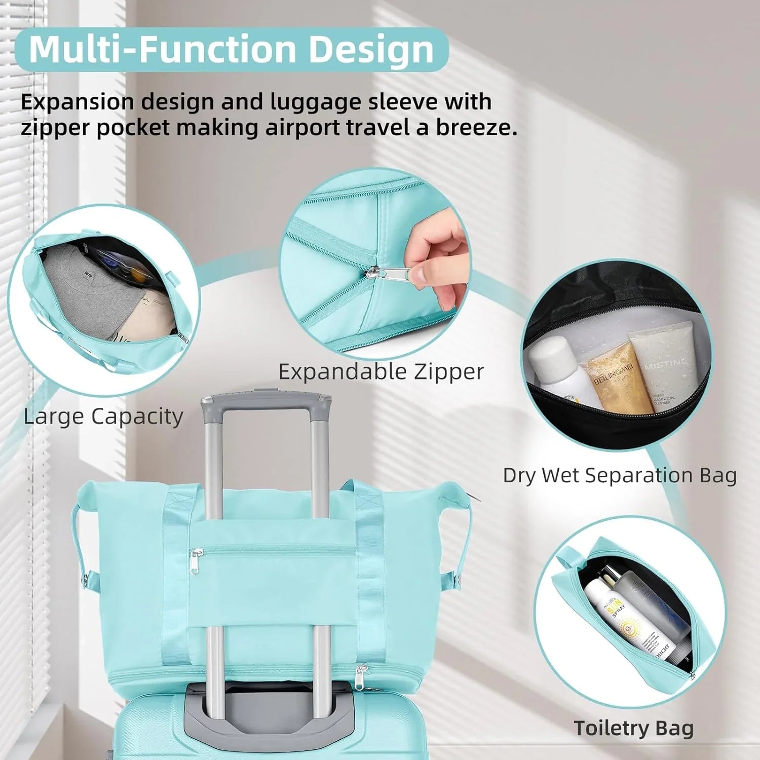 Ensemble de bagages 6 pièces, ensemble de valises rigides extensibles avec roulettes pivotantes, ensemble de bagages à roulettes légers