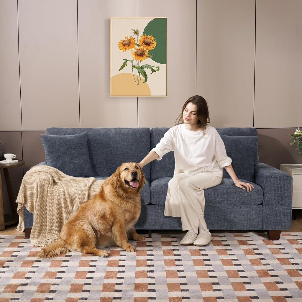 Canapé double de salon DOPEDIO, fauteuil en chenille, amovible, structure en bois massif