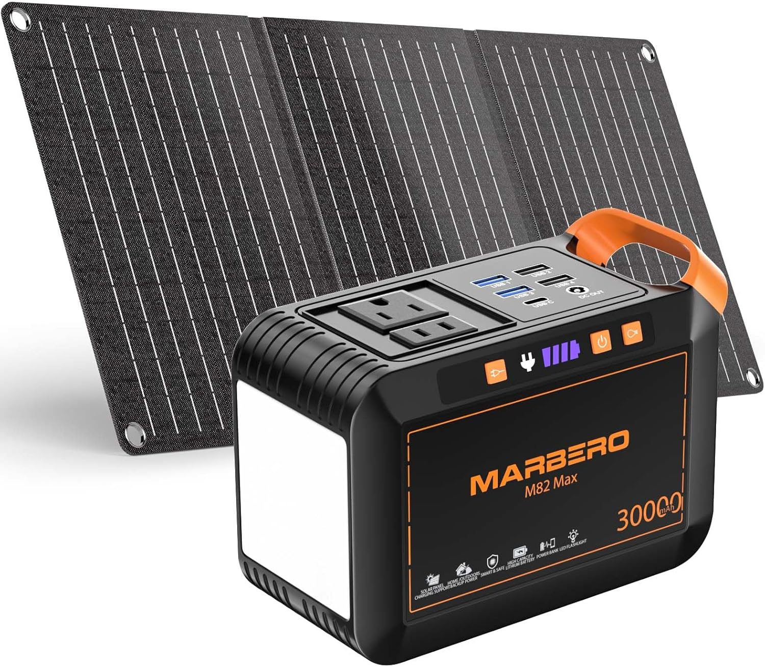 Centrale électrique portable 88 Wh, générateur solaire au lithium pour camping, charge rapide avec prise secteur, batterie externe de 120 W de pointe