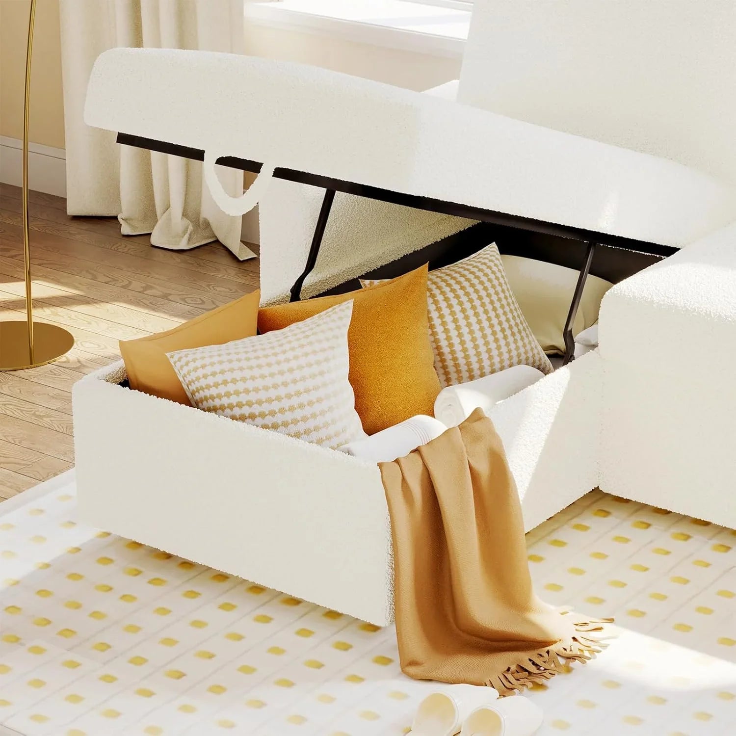 Canapé-lit VanAcc, canapé-lit avec méridienne de rangement - Canapé-lit 2 en 1 pour salon, canapé-lit confortable