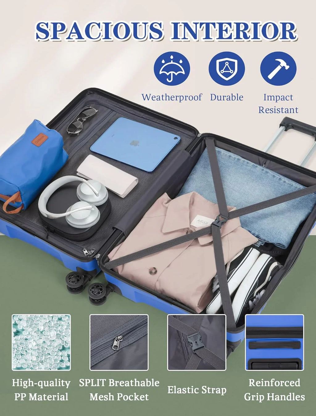 Ensemble de 5 bagages à roulettes, valise rigide en ABS avec roulettes pivotantes