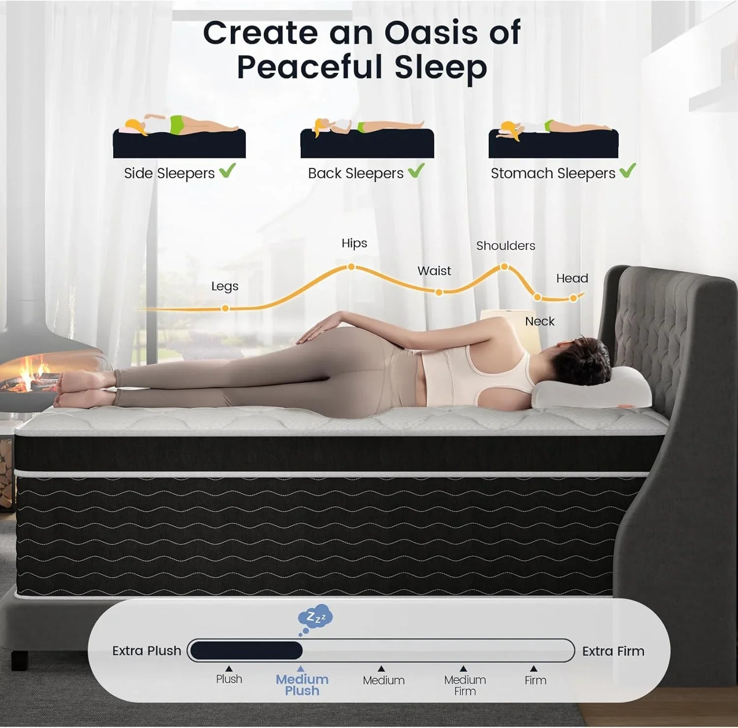 Matelas double, matelas double de 10 pouces dans une boîte, matelas hybride moyennement moelleux