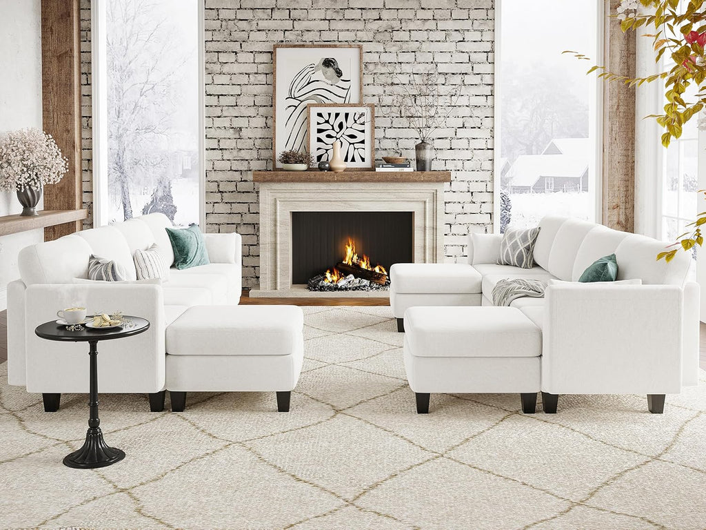 Canapé sectionnel modulable, canapé convertible en U, mousse à mémoire de forme haute densité, canapé sectionnel confortable 6 places