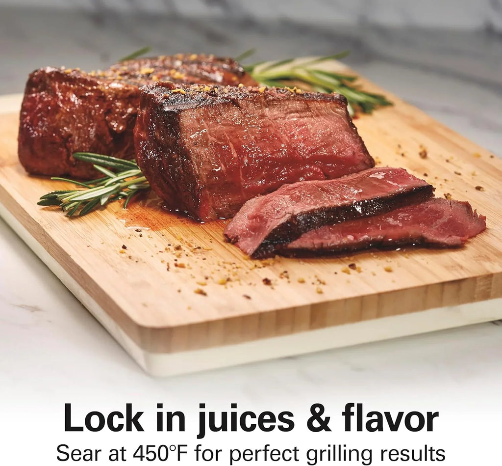 Barbecue électrique d'intérieur avec fenêtre, température réglable jusqu'à 233°C, surface de 118 pouces carrés