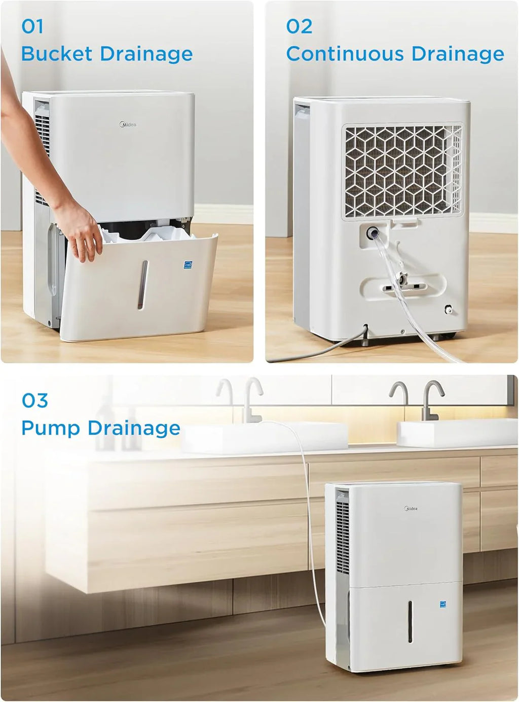 Déshumidificateur Midea de 4 500 pi² avec pompe, certifié Energy Star, 50 pintes